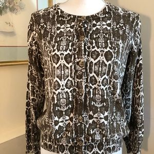 Sigrid Olsen Animal Print Cardigan Sweater  Med